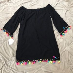 NWT off the shoulder tassel dress small